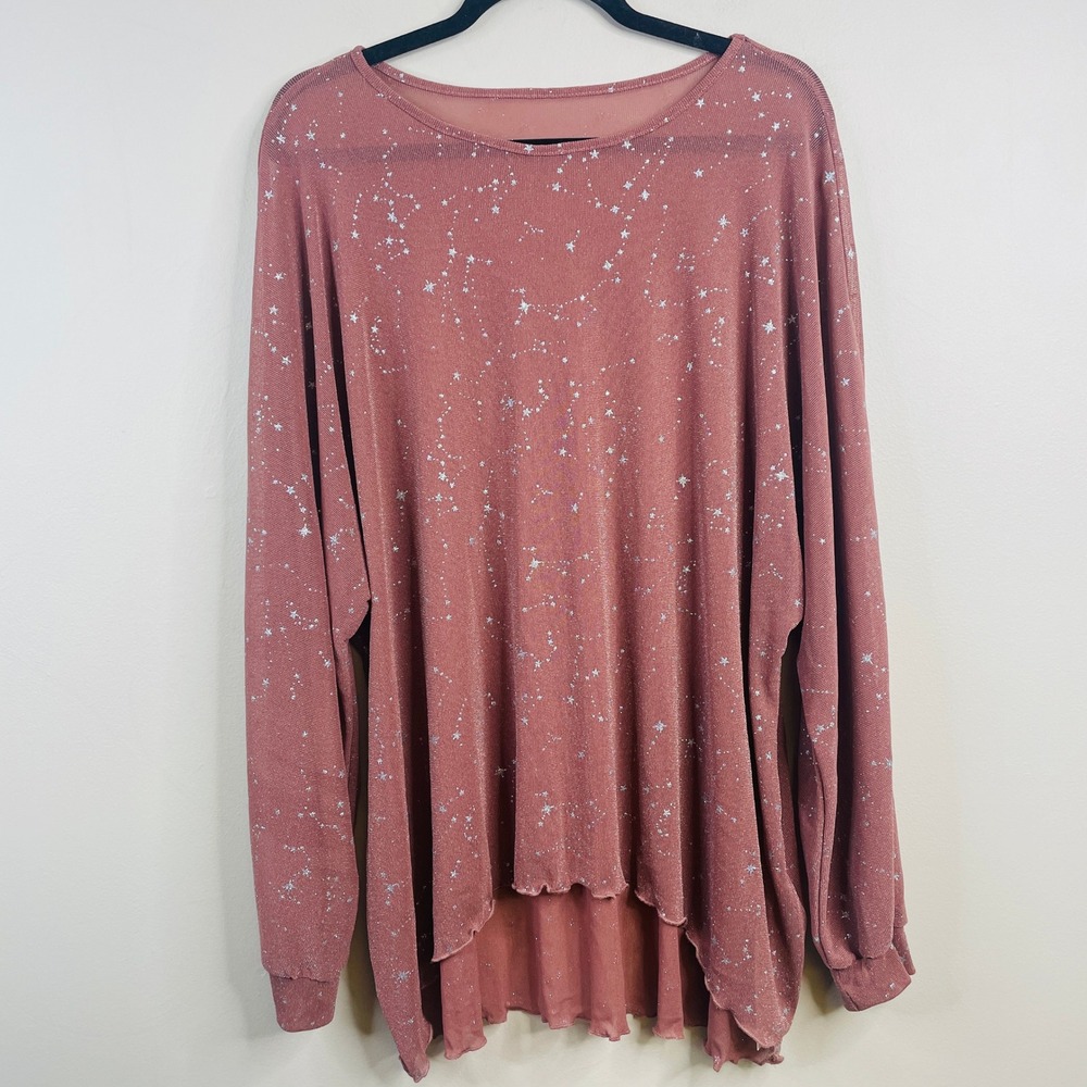 Wdirara Celestial Constellation Top NWT Womens 4x Star Artsy Lagenlook Flowy